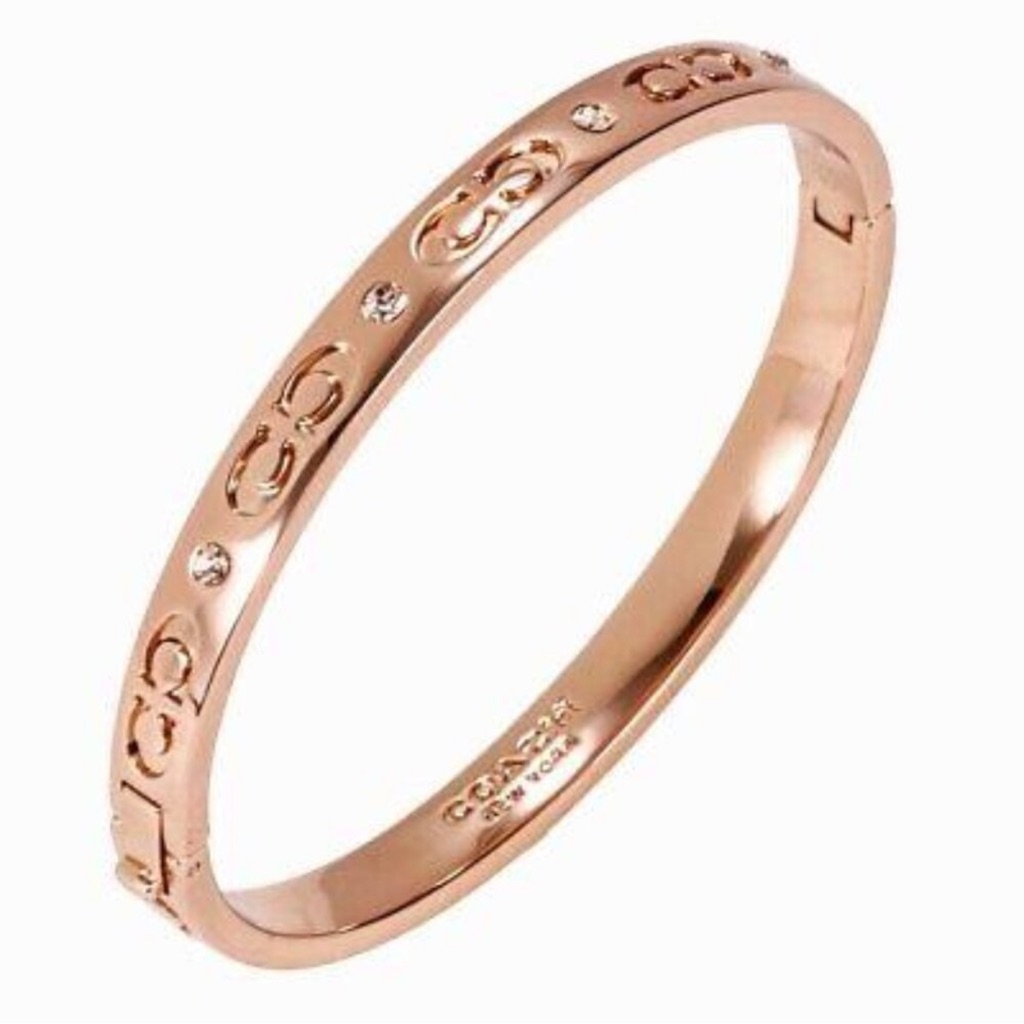 Coach Rose Gold Signature Hinged Bangle